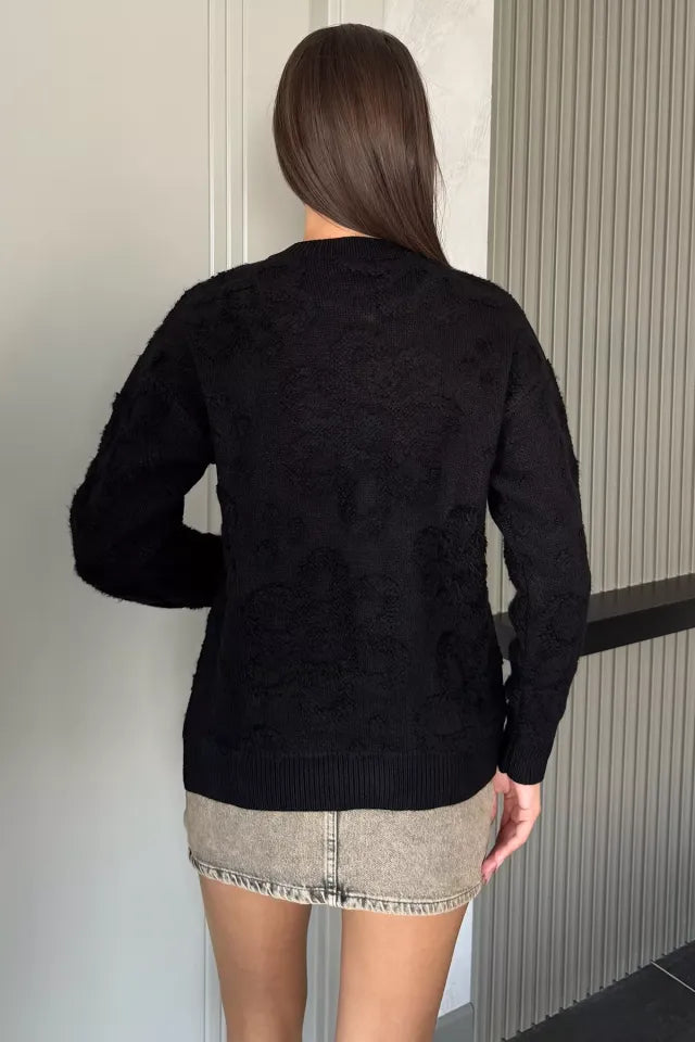 Çiçek Desenli Triko Ceket