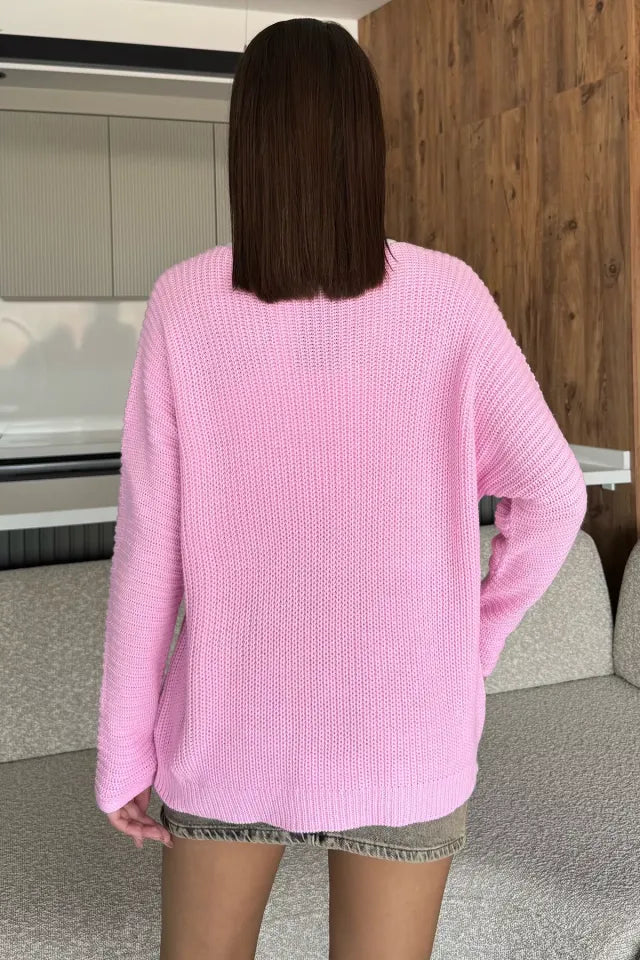 V Yaka Salaş Triko Bluz