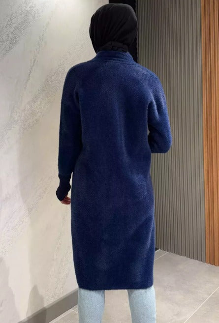 Metal Düğmeli Angora hırka