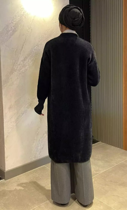 Metal Düğmeli Angora hırka