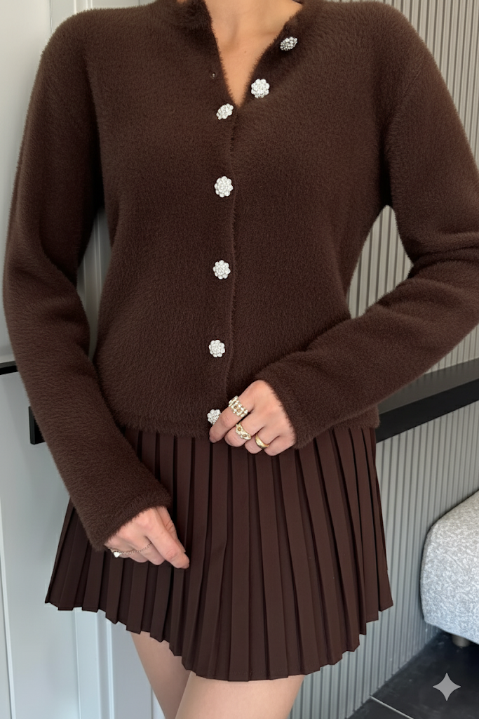 Yumoş İplik Kadın Sakallı Triko Ceket