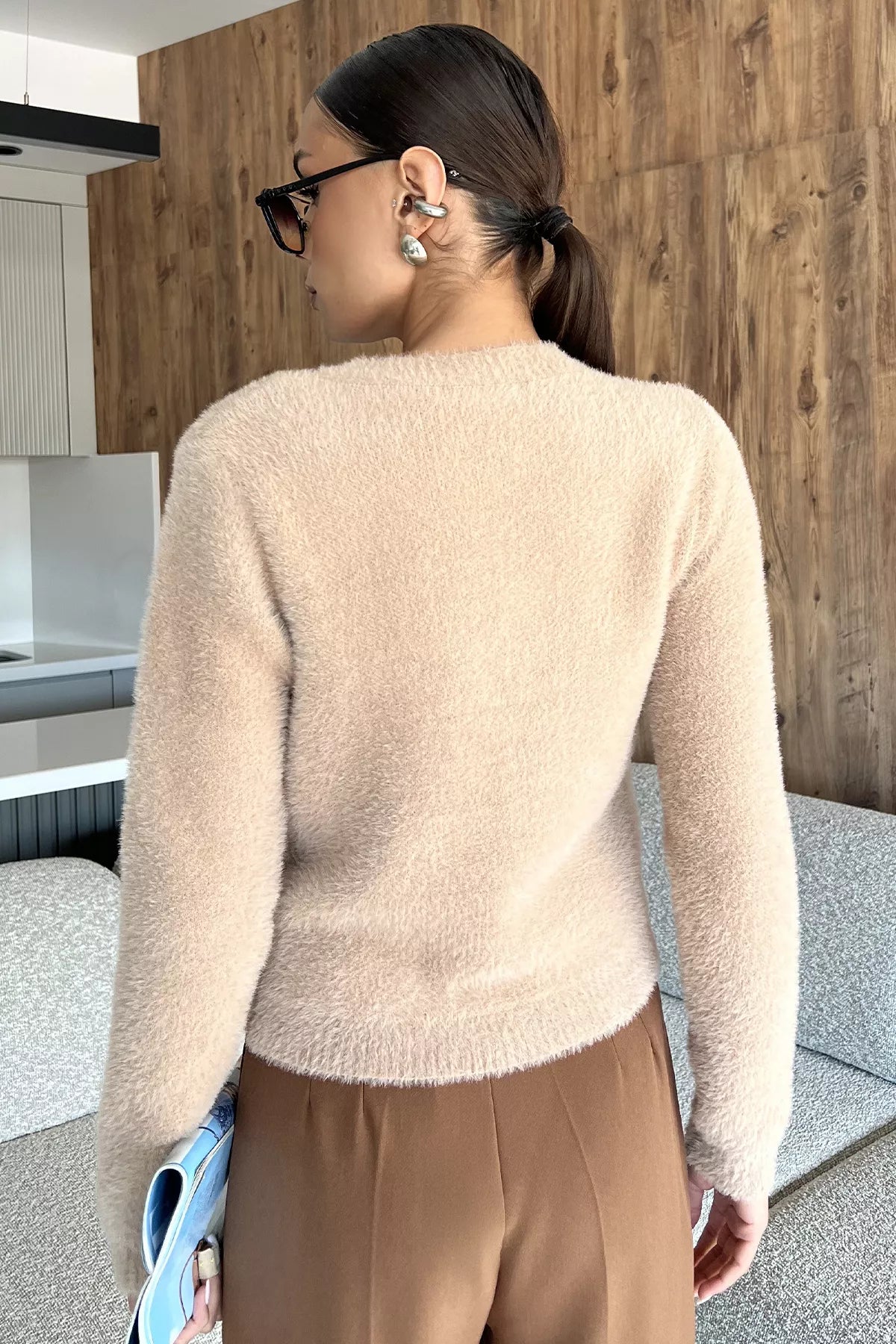 Ön Fiyonklu Sakallı Triko Ceket