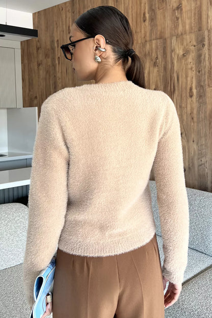 Ön Fiyonklu Sakallı Triko Ceket