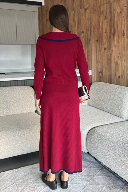 Bebe Yaka Hırka Görünümlü Bluz Etek Triko İkili Takım