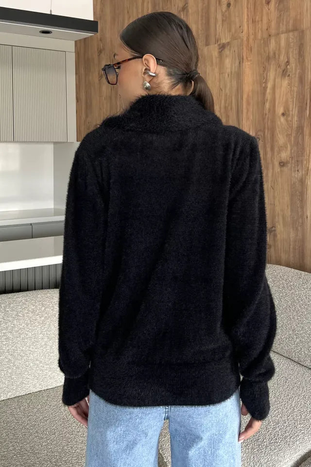 Cep Boncuklu Şardonlu Triko Ceket