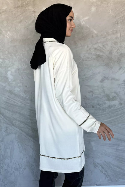 Cepli Düğme Detaylı Tesettür Triko Hırka