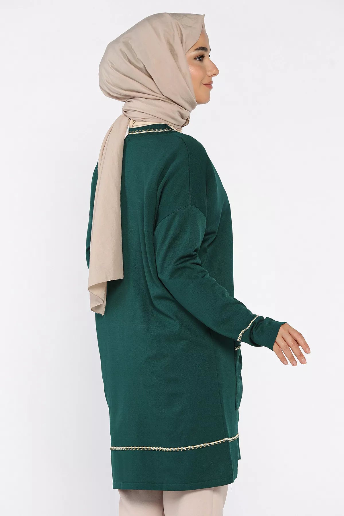 Cepli Düğme Detaylı Tesettür Triko Hırka