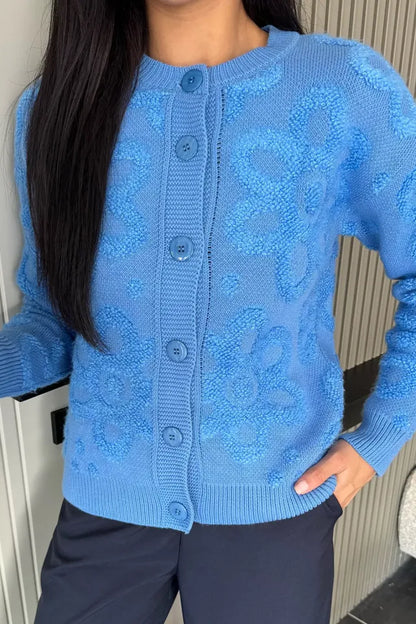 Çiçek Desenli Triko Ceket