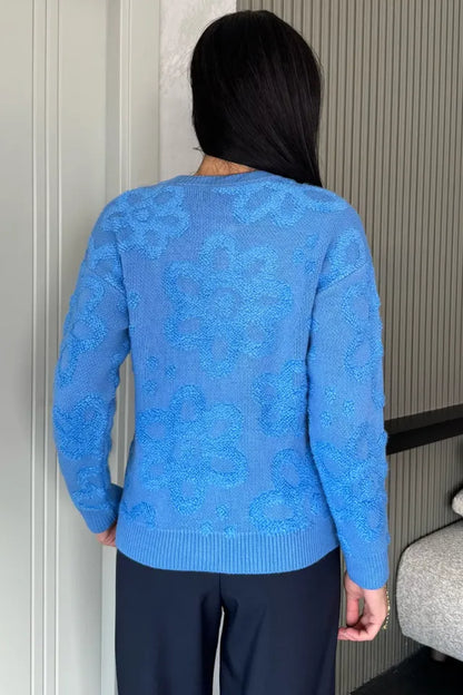 Çiçek Desenli Triko Ceket