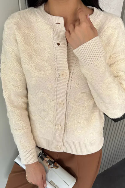 Çiçek Desenli Triko Ceket