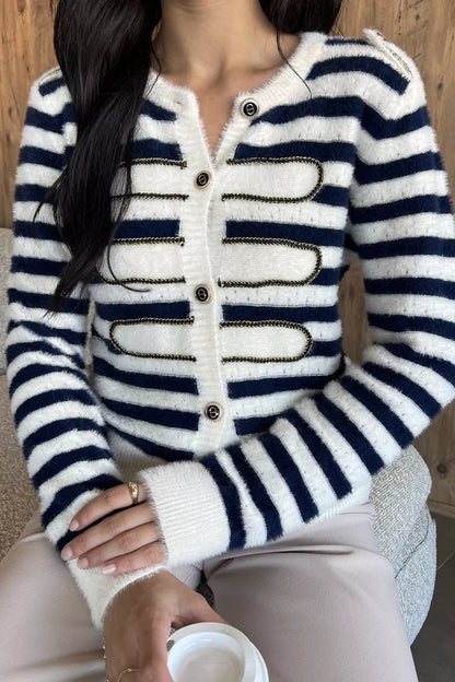 Çizgili Yumoş Triko Hırka