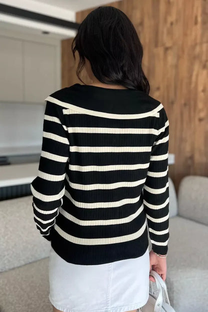 Fiyonklu Sahte Düğmeli Triko Bluz