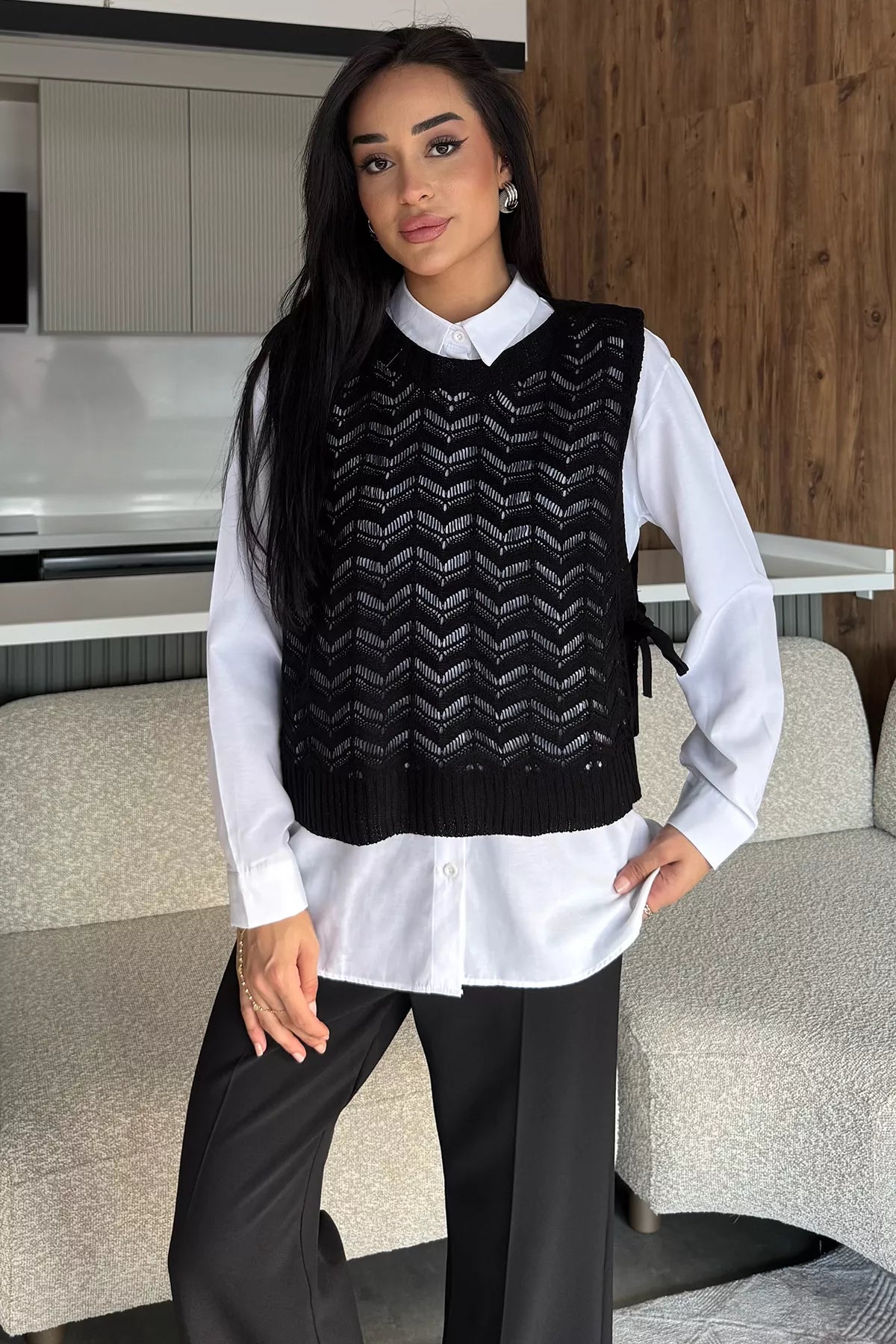 Gömlek Kombinli Triko Süveter