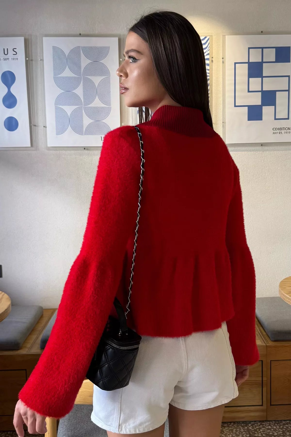 Gömlek Yaka Şardonlu Triko Bluz