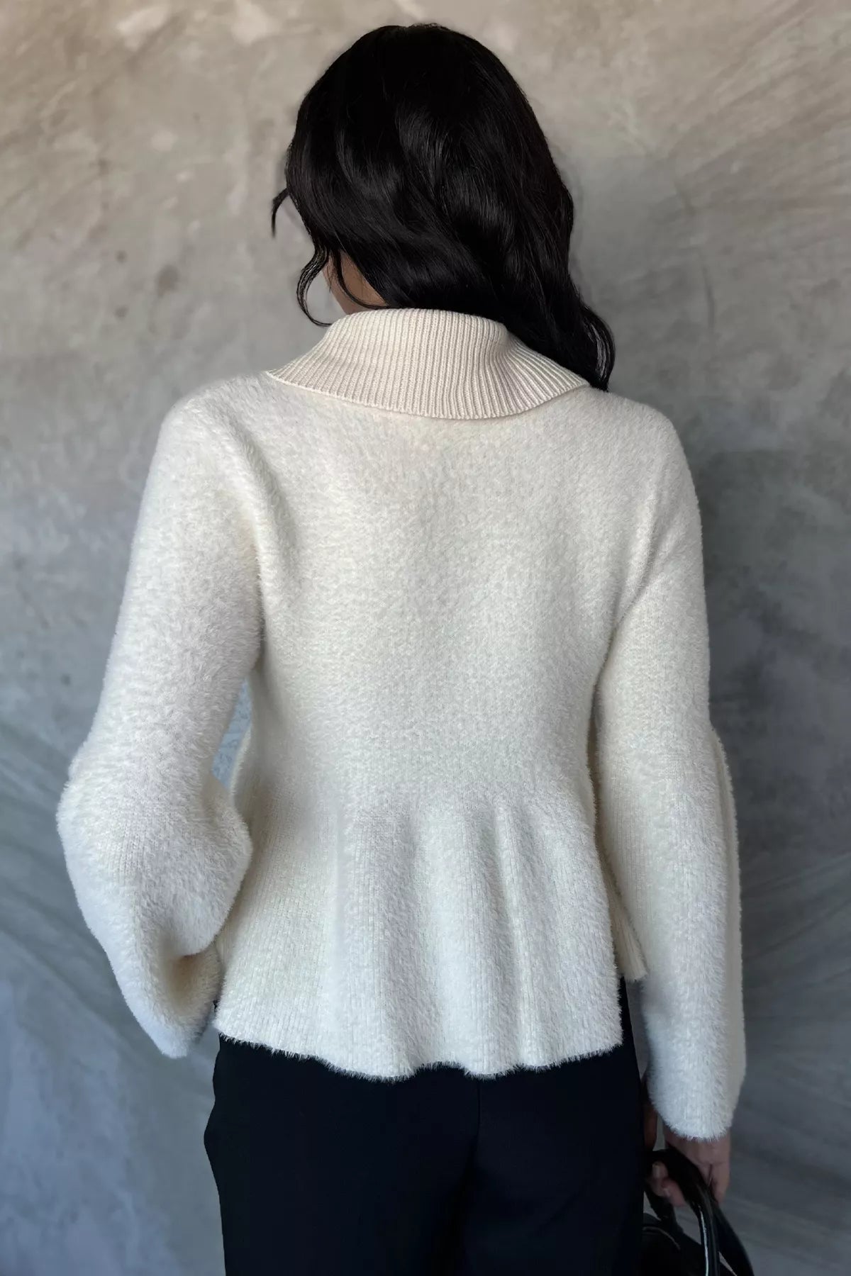 Gömlek Yaka Şardonlu Triko Bluz