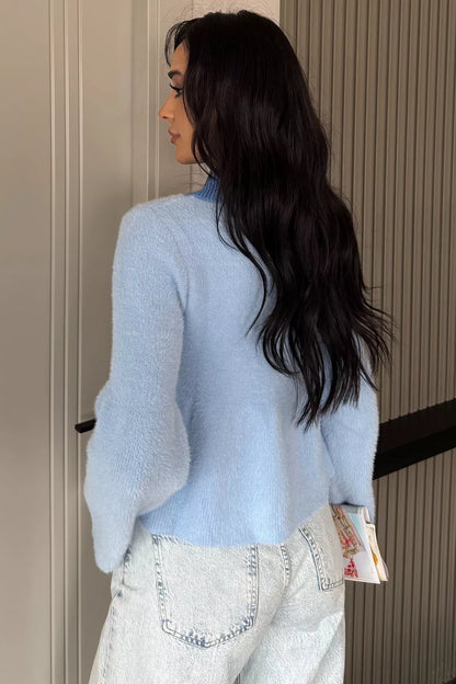 Gömlek Yaka Şardonlu Triko Bluz