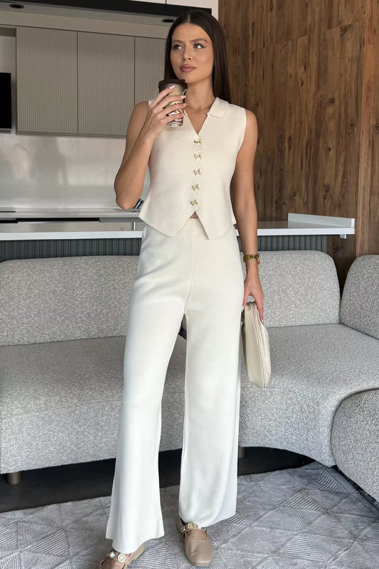 Gömlek Yaka Yelek Pantolon Triko İkili Takım