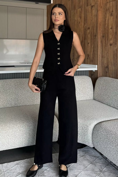 Gömlek Yaka Yelek Pantolon Triko İkili Takım