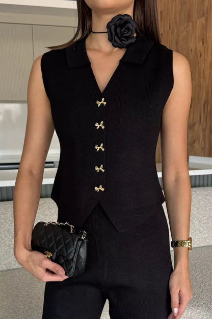 Gömlek Yaka Yelek Pantolon Triko İkili Takım