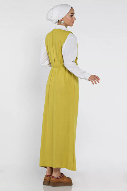 Gül Figürlü Triko Elbise Gömlek Tesettür İkili Takım