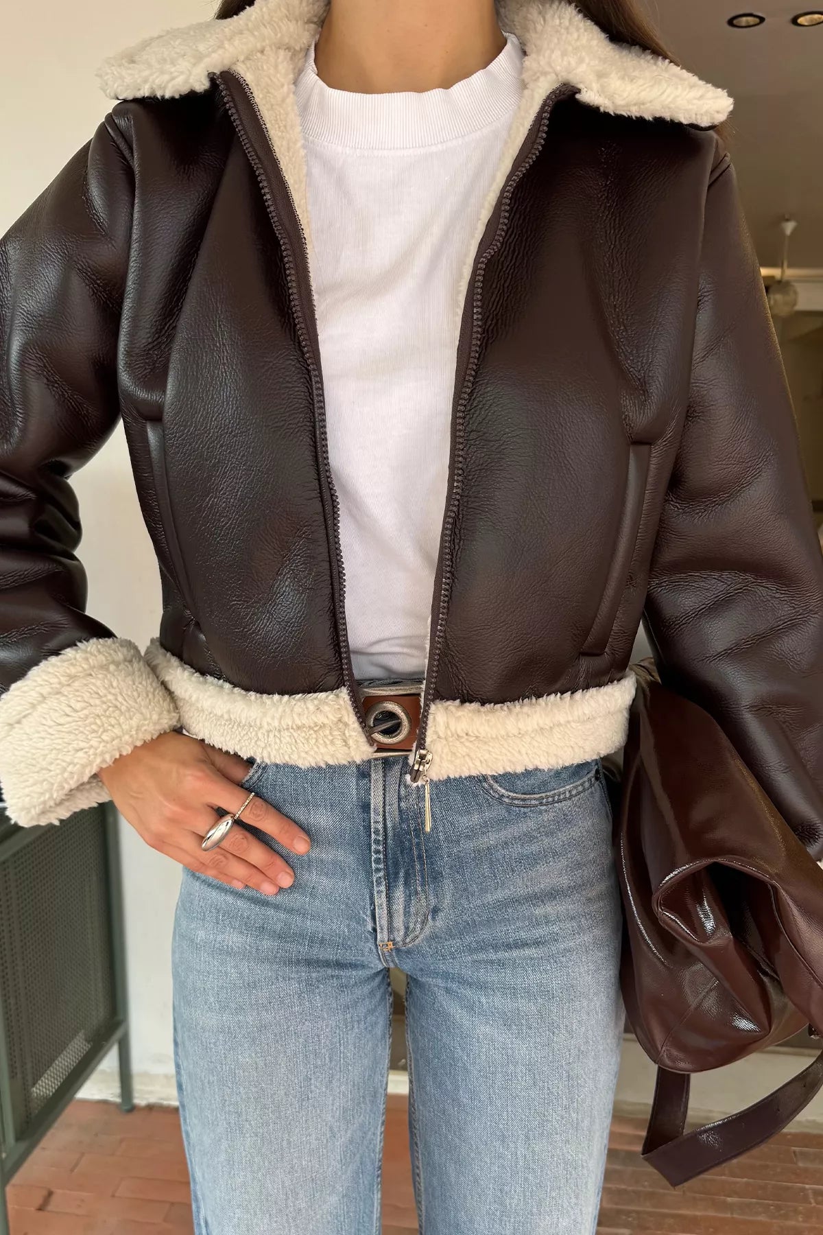 İçi Peluşlu Kadın Nubuk Mont