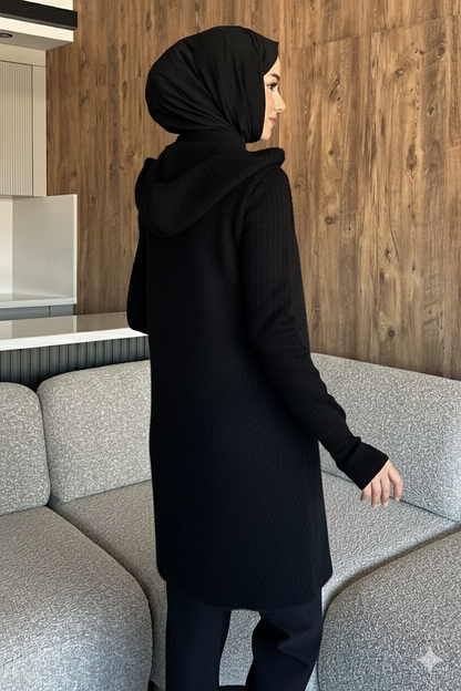 Kolsuz Fermuarlı Yumoş Tesettür Triko Yelek