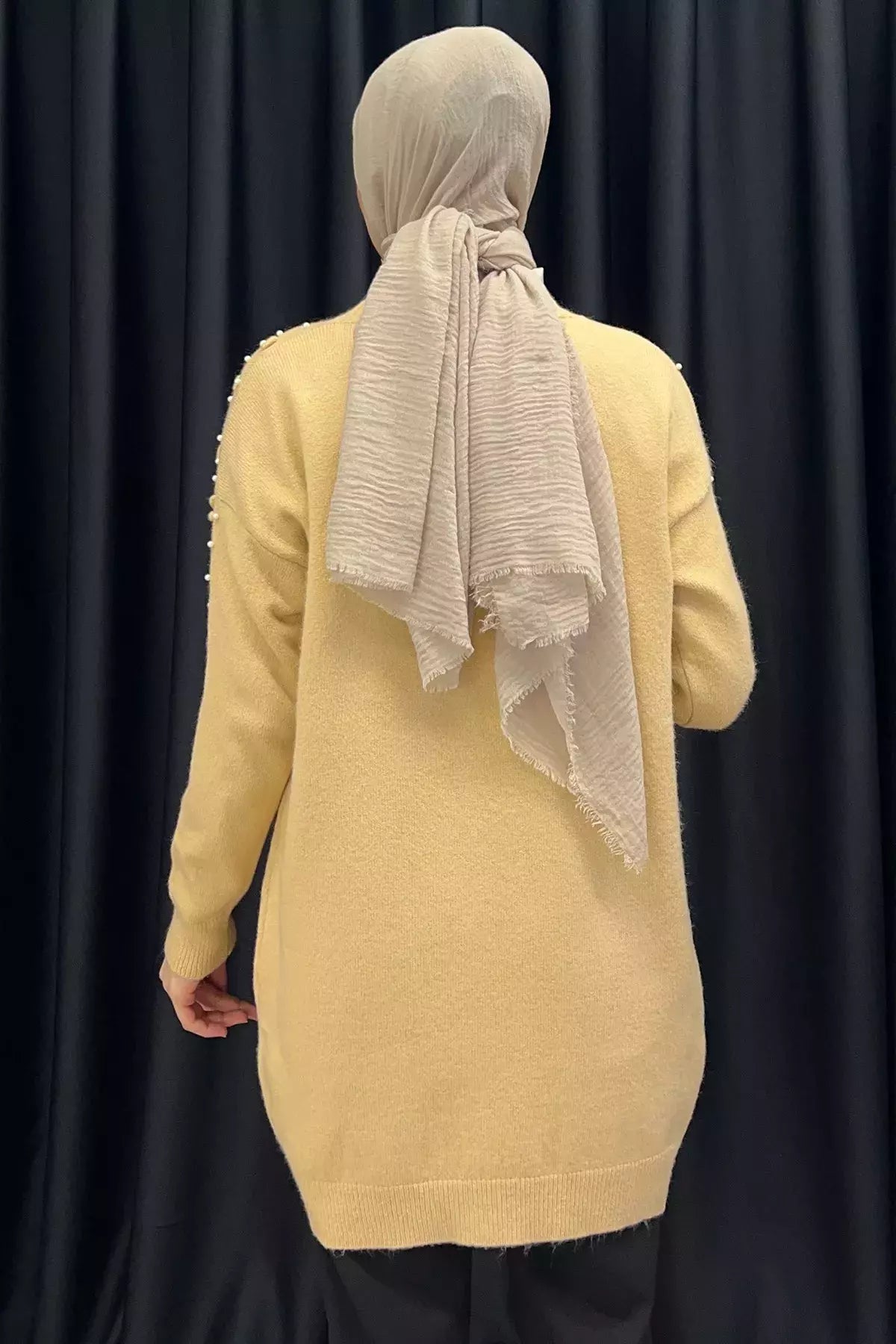 İnci Detaylı Tesettür Triko Hırka