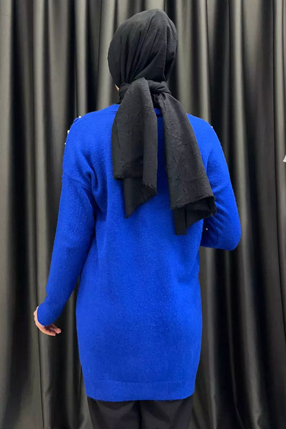 İnci Detaylı Tesettür Triko Hırka