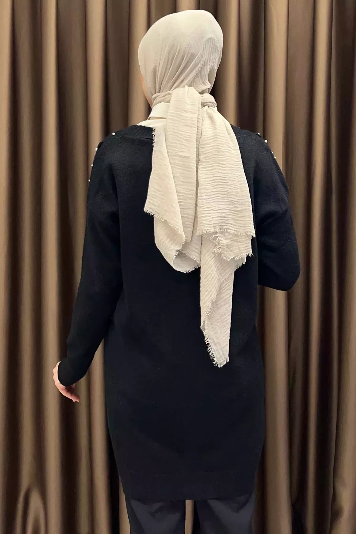 İnci Detaylı Tesettür Triko Hırka