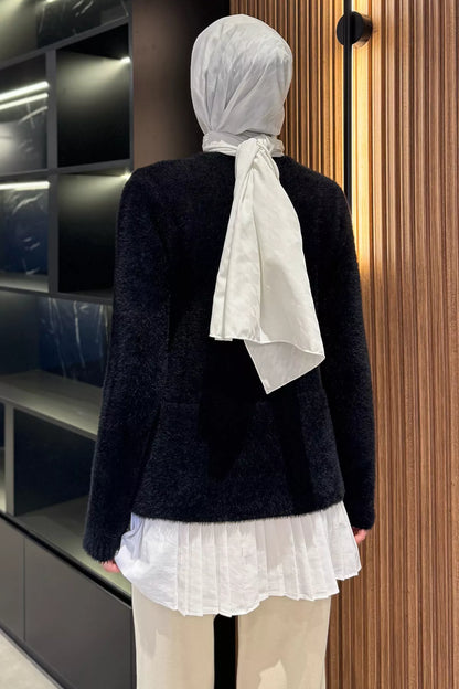 İnci Ve Taş İşlemeli Garnili Yumoş Tesettür Triko Kazak