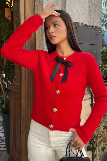 Ön Fiyonklu Sakallı Triko Ceket