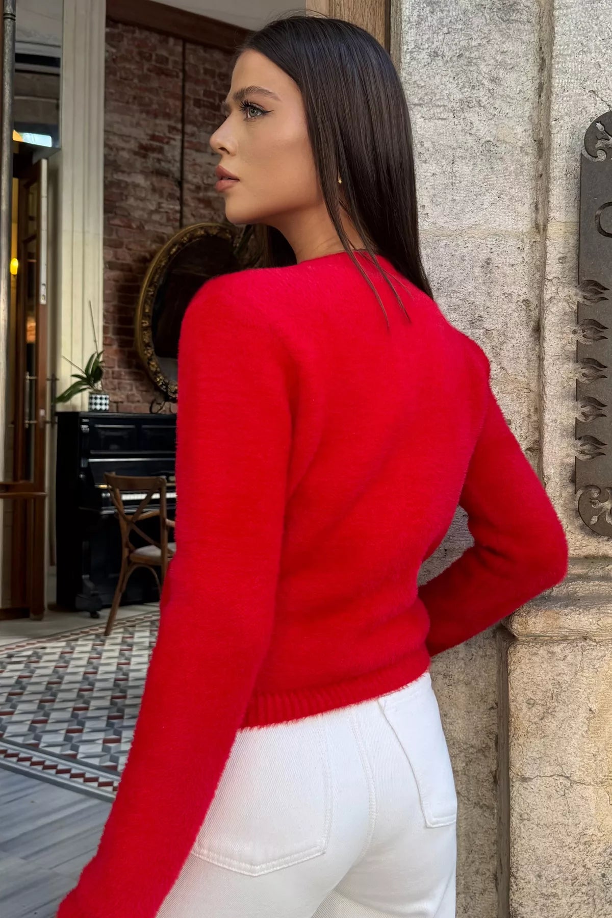 Ön Fiyonklu Sakallı Triko Ceket