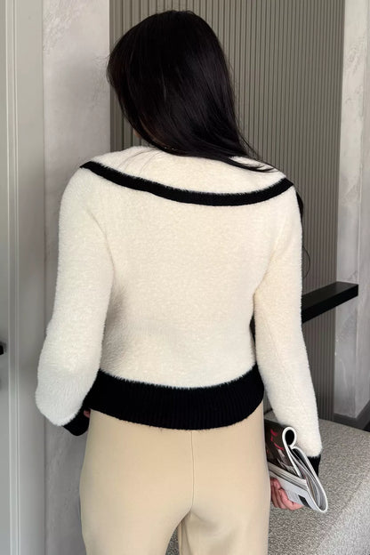 Kadın Bebe Yaka Yumoş İplik Triko Ceket