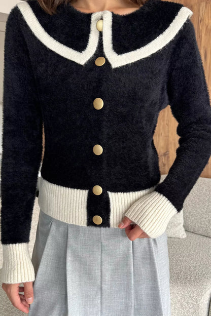 Kadın Bebe Yaka Yumoş İplik Triko Ceket