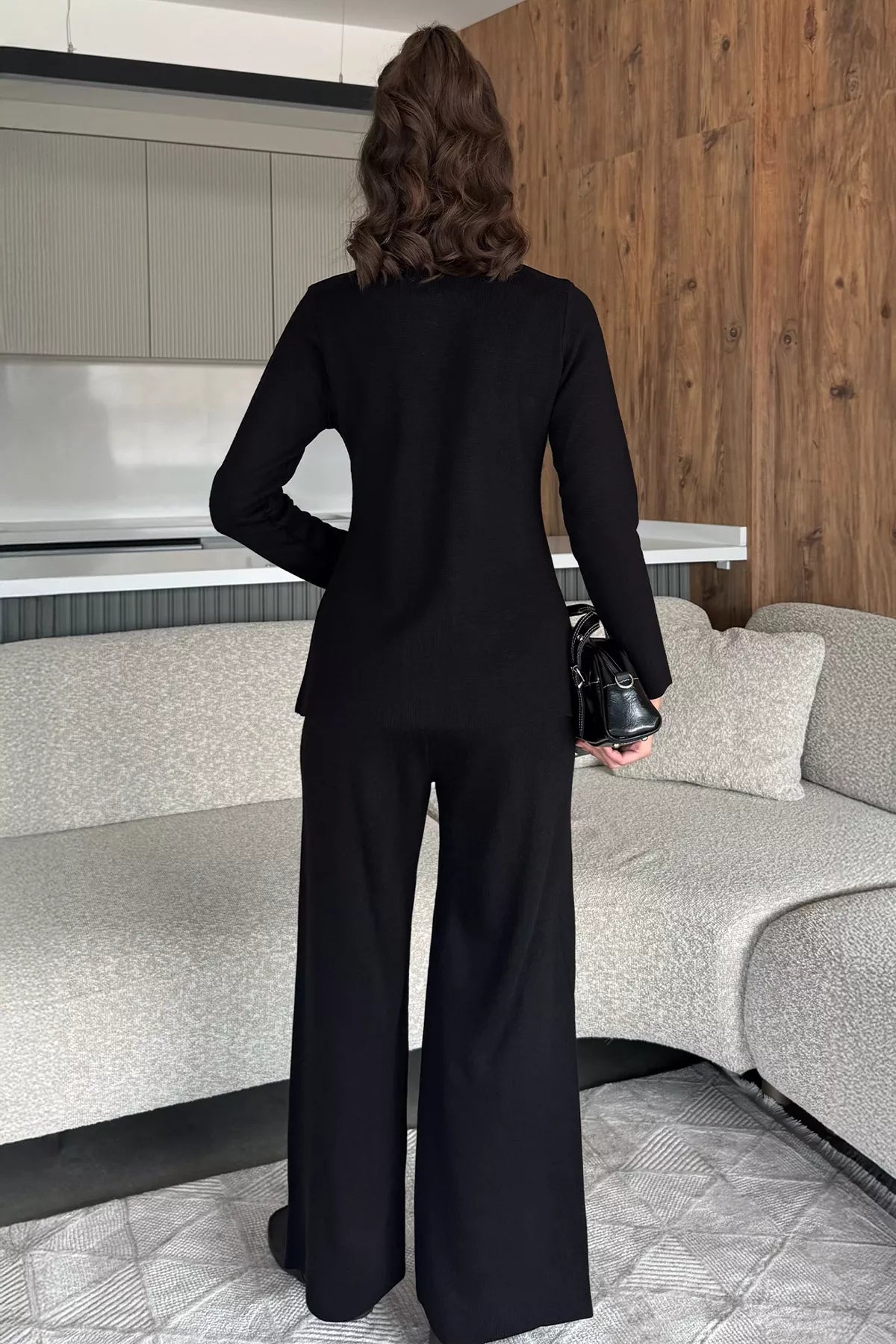 Kadın Taşlı Triko Hırka Pantolon İkili Takım