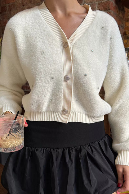 Kadın Taşlı Yumoş Triko Ceket