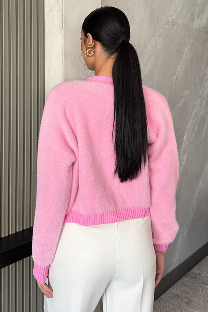 Kadın Taşlı Yumoş Triko Ceket