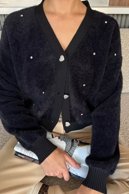 Kadın Taşlı Yumoş Triko Ceket