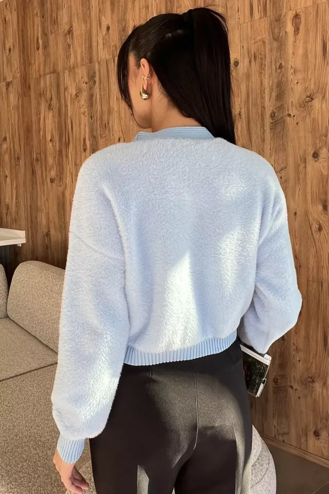 Kadın Taşlı Yumoş Triko Ceket