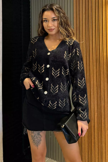 Kadın Yumoş İplik Sakallı Triko Ceket