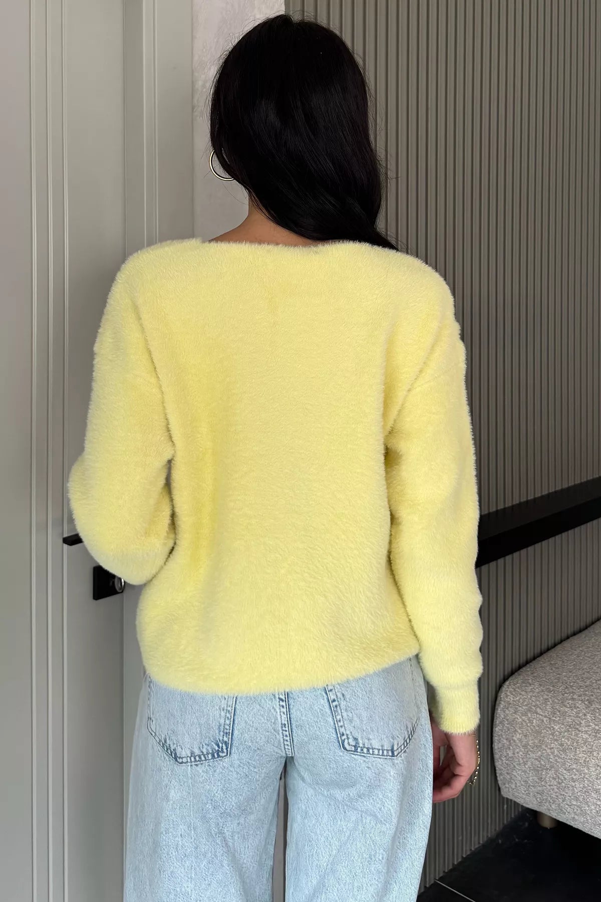 Kalp Düğmeli Şardonlu Triko Ceket