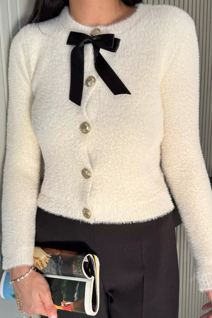 Ön Fiyonklu Sakallı Triko Ceket