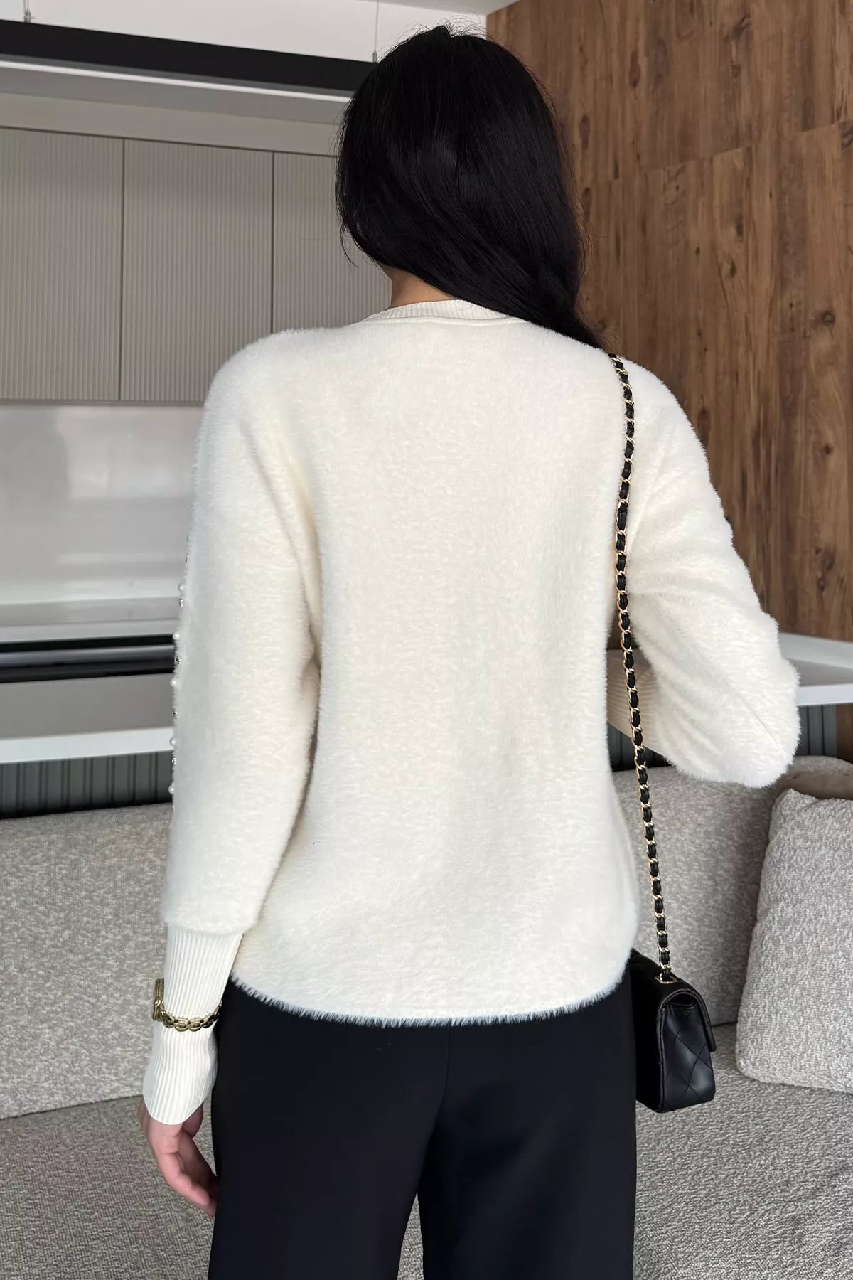 Omuz Taşlı Şardonlu Triko Ceket