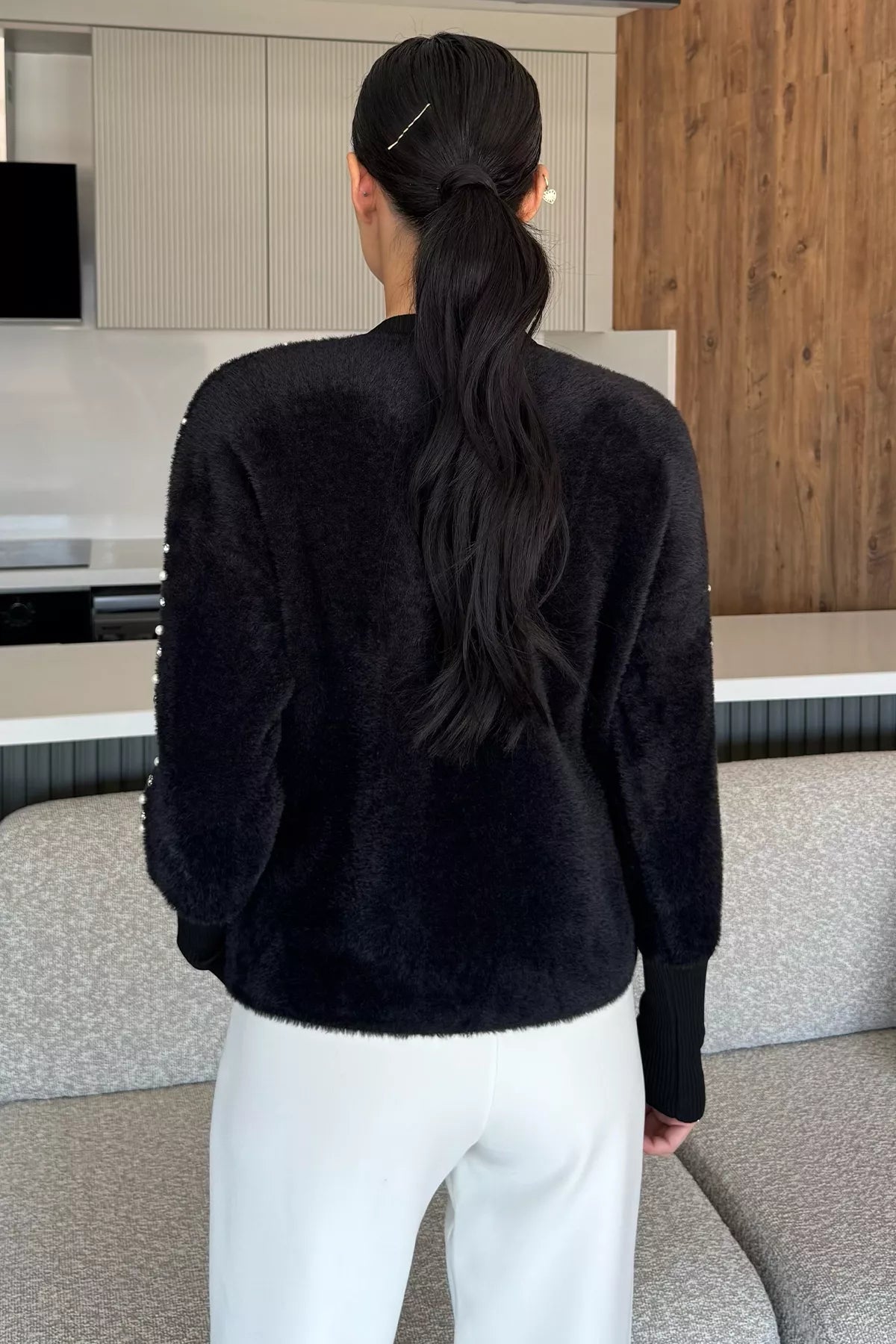 Omuz Taşlı Şardonlu Triko Ceket