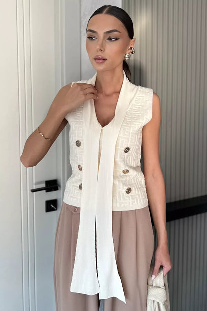 Ön Bağlamalı Triko Yelek Bordo