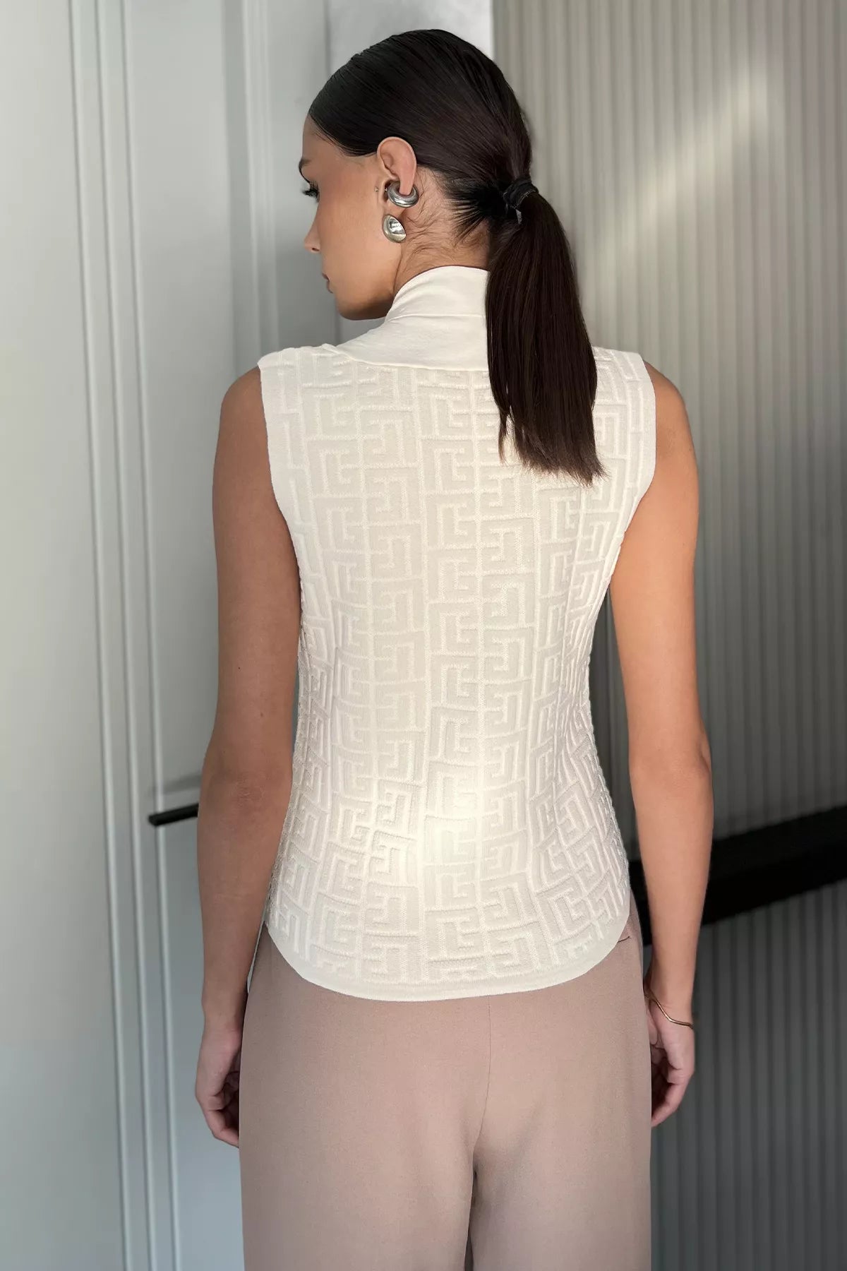 Ön Bağlamalı Triko Yelek Bordo