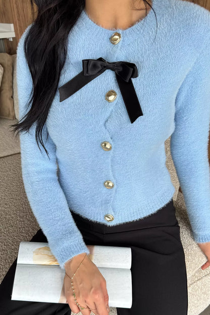 Ön Fiyonklu Sakallı Triko Ceket