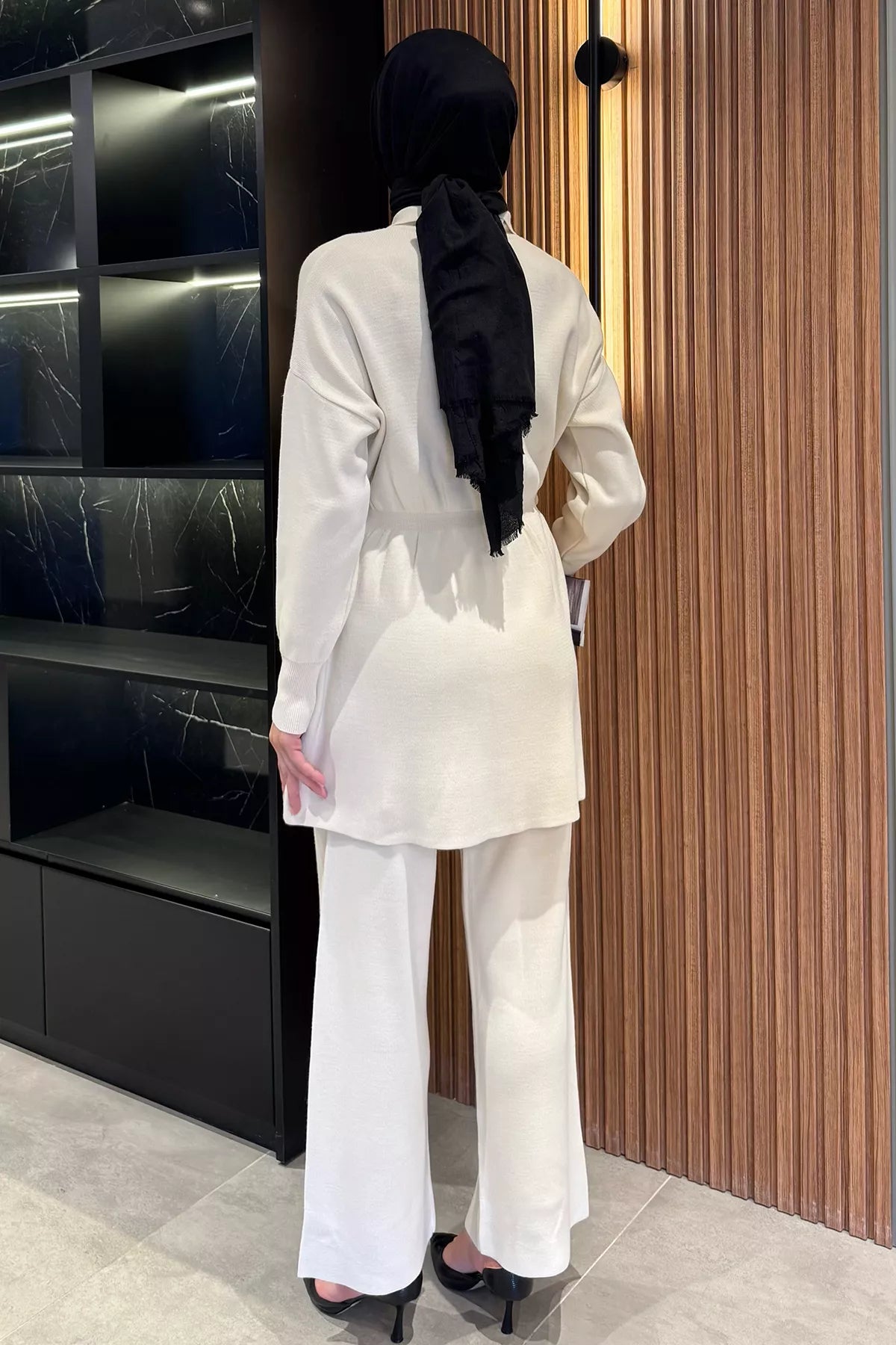 Papatya Aplikeli Tunik Pantolon Triko Tesettür İkili Takım