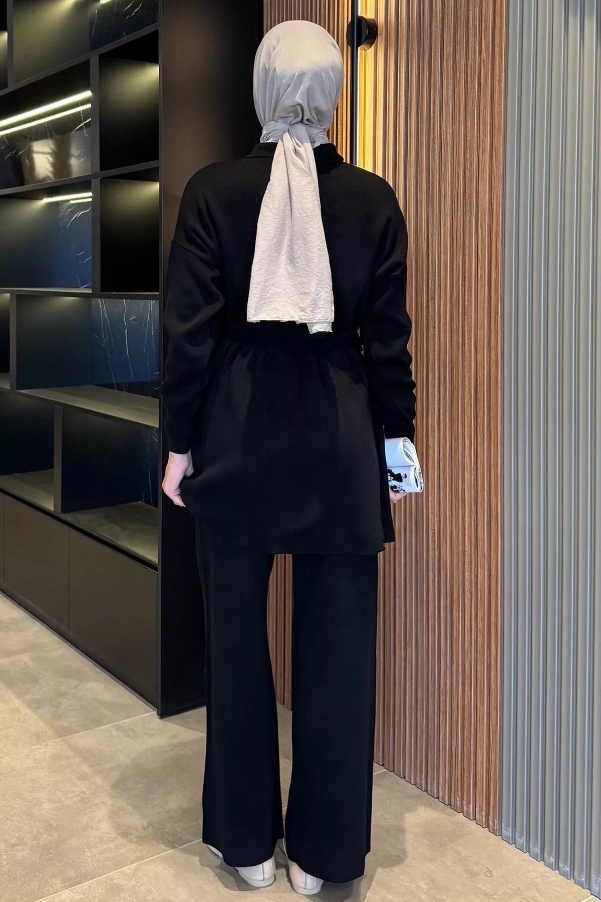 Papatya Aplikeli Tunik Pantolon Triko Tesettür İkili Takım