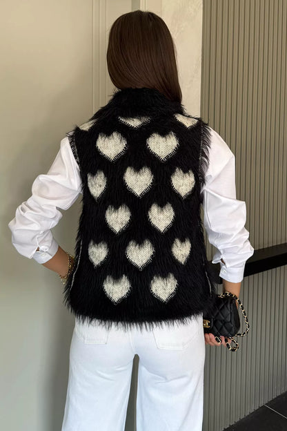 Sakallı Kalpli Kadın Triko Yelek